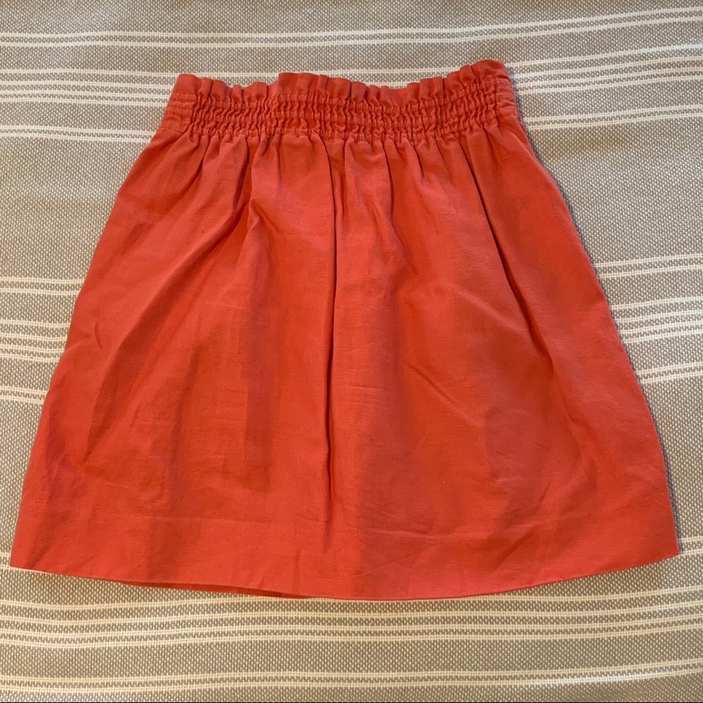 J Crew Factory Linen Cotton Sidewalk Skirt Coral